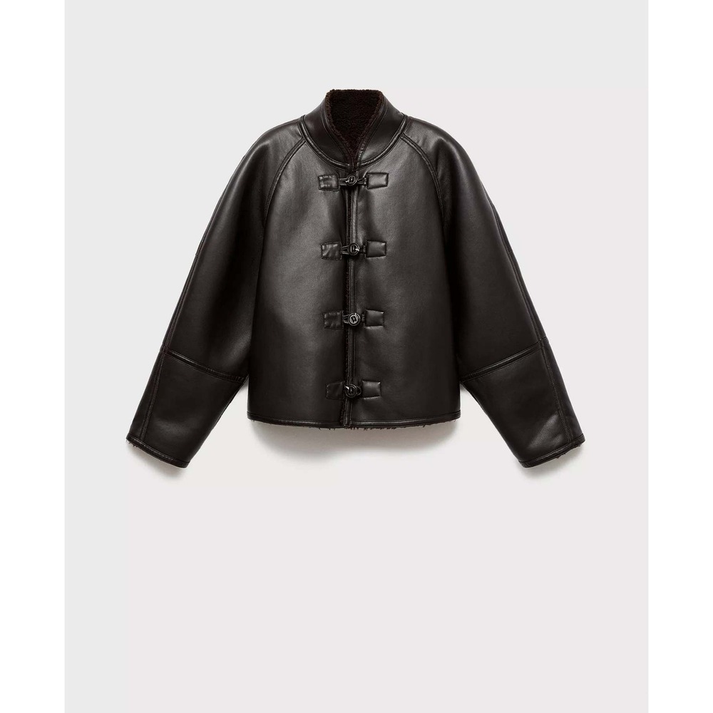 New with defect MANGO Women's Shearling-Effect Reversible Jacket, Size S, $220